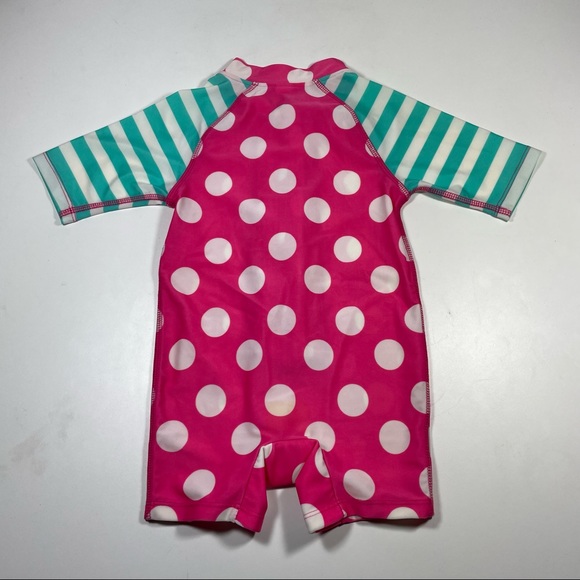 NWOT Giggle Baby Polka Dot & Stripes One Piece Rashguard Size 12-18M - Picture 4 of 8